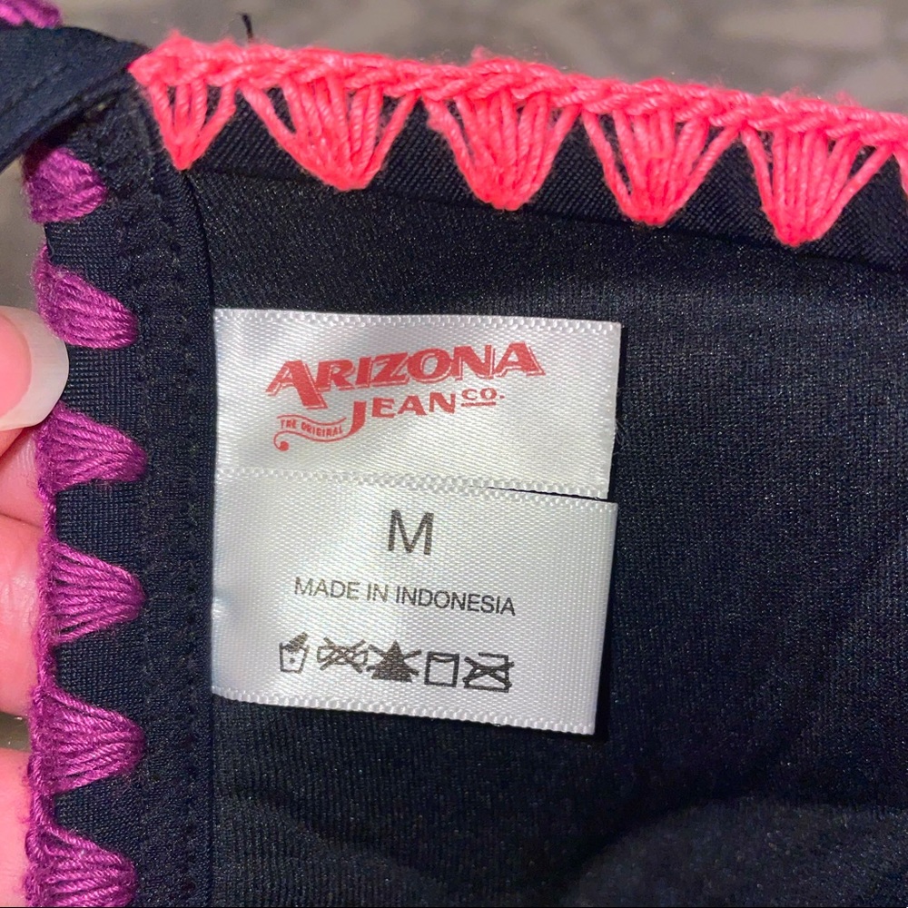 Arizona Crisscrossed Razorback Crochet Trim Black Bikini Set - Picture 6 of 7